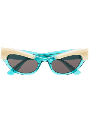 

Cat-eye horn-effect rim sunglasses, Gucci Eyewear Cat-eye horn-effect rim sunglasses