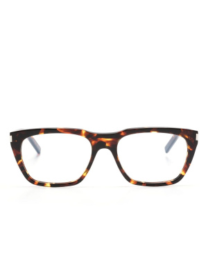 

Tortoiseshell-effect square-frame glasses, Saint Laurent Eyewear Tortoiseshell-effect square-frame glasses