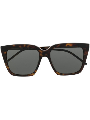 

Tortoiseshell-effect logo sunglasses, Saint Laurent Eyewear Tortoiseshell-effect logo sunglasses
