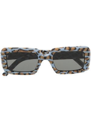 

Leopard-print rectangle-frame sunglasses, Saint Laurent Eyewear Leopard-print rectangle-frame sunglasses