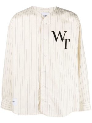 

League pinstriped collarless shirt, WTAPS League pinstriped collarless shirt