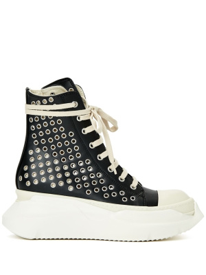 

High-top eyelet-embellished sneakers, Rick Owens DRKSHDW High-top eyelet-embellished sneakers