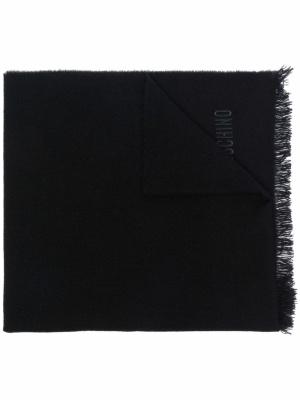 

Logo-embroidered cashmere scarf, Moschino Logo-embroidered cashmere scarf