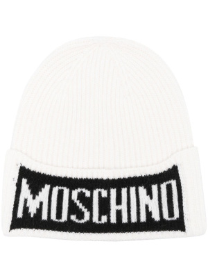 

Intarsia-logo knit beanie, Moschino Intarsia-logo knit beanie
