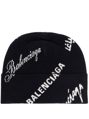 

Intarsia-knit logo beanie, Balenciaga Intarsia-knit logo beanie