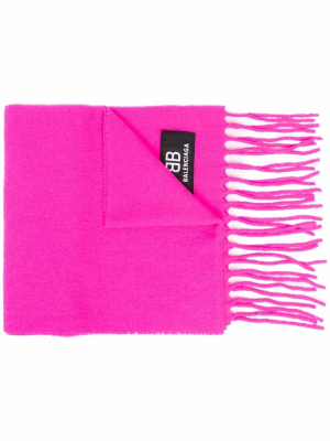 

Logo patch fringed scarf, Balenciaga Logo patch fringed scarf