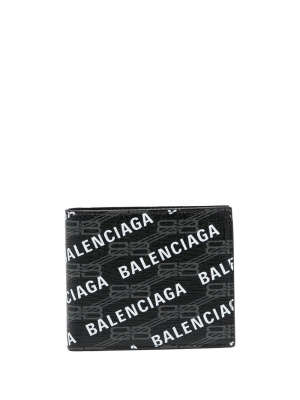 

Logo-print leather wallet, Balenciaga Logo-print leather wallet