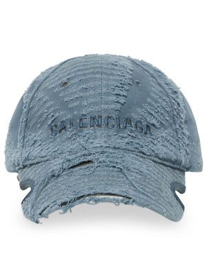 

Embroidered-logo distressed cap, Balenciaga Embroidered-logo distressed cap
