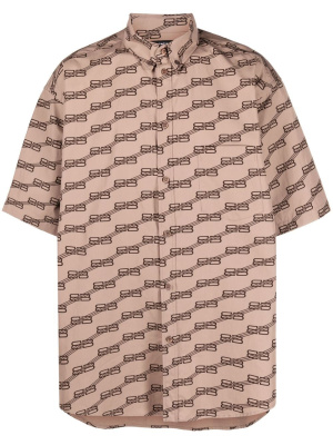 

Monogram-pattern short-sleeved shirt, Balenciaga Monogram-pattern short-sleeved shirt