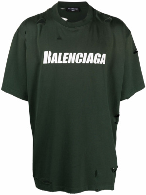 

Distressed logo-print T-shirt, Balenciaga Distressed logo-print T-shirt