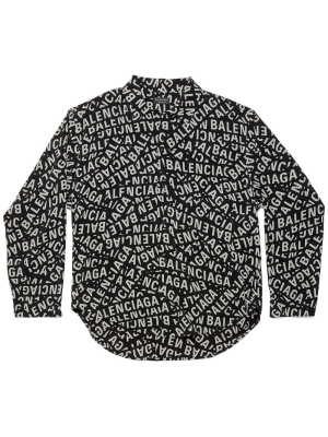 

Logo-print long-sleeve shirt, Balenciaga Logo-print long-sleeve shirt