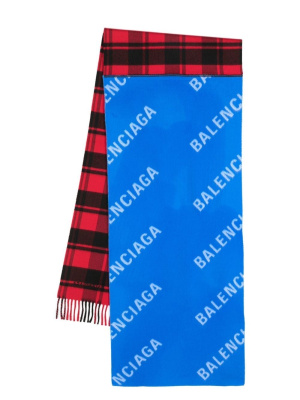 

Logo-print check scarf, Balenciaga Logo-print check scarf