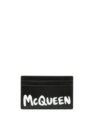 

Logo-print leather cardholder, Alexander McQueen Logo-print leather cardholder