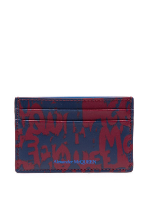 

Logo-print leather card holder, Alexander McQueen Logo-print leather card holder