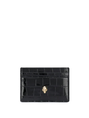 

Crocodile-embossed skull-stud cardholder, Alexander McQueen Crocodile-embossed skull-stud cardholder