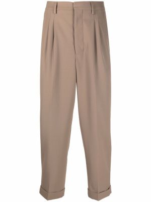 

Pleat-detail carrot fit trousers, AMI Paris Pleat-detail carrot fit trousers