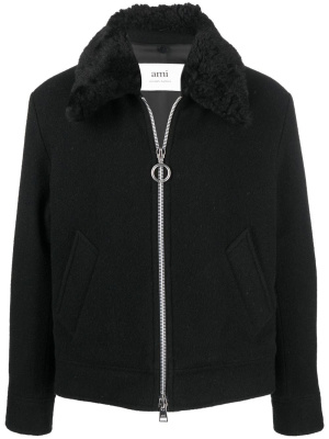 

Shearling collar bomber jacket, AMI Paris Shearling collar bomber jacket