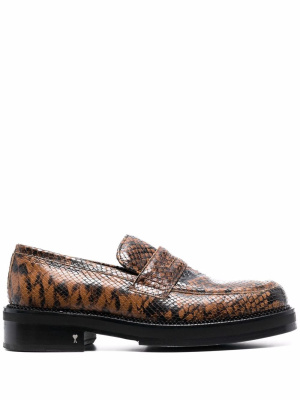 

Snakeskin-effect leather loafers, AMI Paris Snakeskin-effect leather loafers