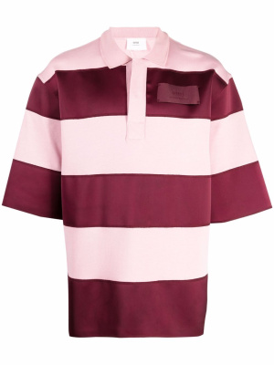 

Horizontal-stripe polo shirt, AMI Paris Horizontal-stripe polo shirt