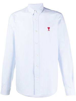

Logo-embroidered button-down shirt, AMI Paris Logo-embroidered button-down shirt