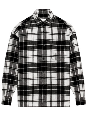 

Logo-print plaid-patterned shirt, AMI Paris Logo-print plaid-patterned shirt