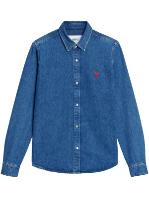 

Ami de Coeur logo denim shirt, AMI Paris Ami de Coeur logo denim shirt