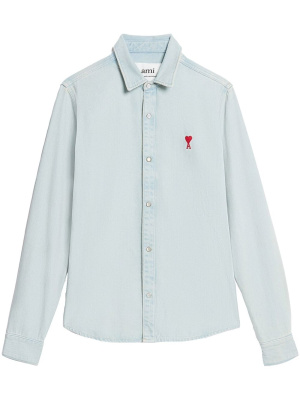

Ami de Coeur logo denim shirt, AMI Paris Ami de Coeur logo denim shirt