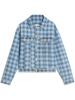 

Check-pattern denim jacket, AMI Paris Check-pattern denim jacket