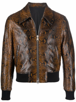 

Snakeskin effect zip-up jacket, AMI Paris Snakeskin effect zip-up jacket