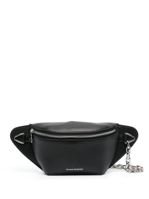 

Logo-print leather belt bag, Alexander McQueen Logo-print leather belt bag