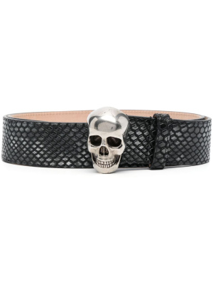 

Skull-plaque leather belt, Alexander McQueen Skull-plaque leather belt