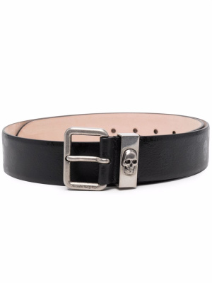 

Skull-print leather belt, Alexander McQueen Skull-print leather belt