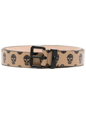 

Skull-print leather belt, Alexander McQueen Skull-print leather belt