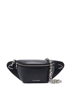 

Logo-embossed leather belt bag, Alexander McQueen Logo-embossed leather belt bag