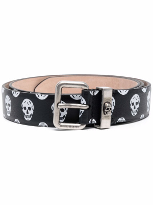 

Skull-print leather belt, Alexander McQueen Skull-print leather belt