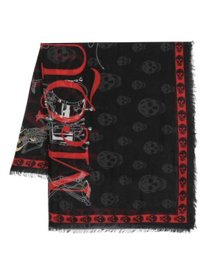 

Skull logo-print scarf, Alexander McQueen Skull logo-print scarf