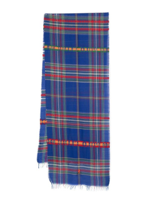 

Logo-embroidered-plaid scarf, Polo Ralph Lauren Logo-embroidered-plaid scarf