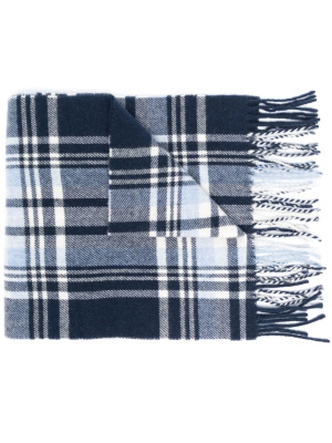 

Embroidered-logo plaid fringed scarf, Polo Ralph Lauren Embroidered-logo plaid fringed scarf