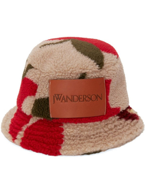 

Logo-patch fleece bucket hat, JW Anderson Logo-patch fleece bucket hat