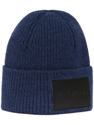 

Logo-patch ribbed beanie, JW Anderson Logo-patch ribbed beanie
