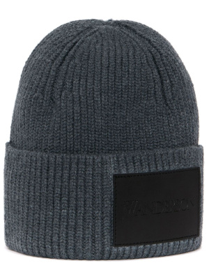 

Logo-patch ribbed beanie, JW Anderson Logo-patch ribbed beanie