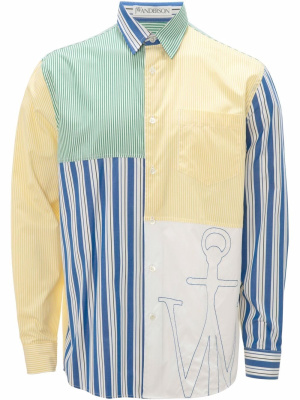 

Logo-embroidered patchwork shirt, JW Anderson Logo-embroidered patchwork shirt