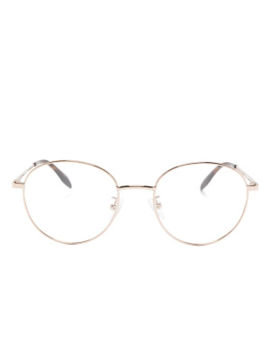

Logo-engraved round-frame glasses, Alexander McQueen Eyewear Logo-engraved round-frame glasses