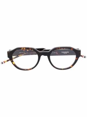 

Tortoiseshell-effect round-frame glasses, Thom Browne Eyewear Tortoiseshell-effect round-frame glasses