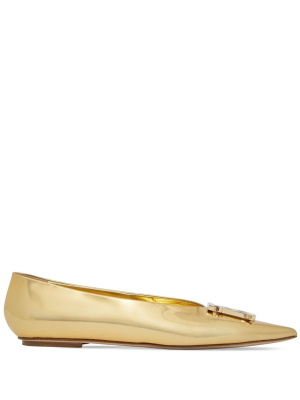 

Logo-plaque pointed ballerina shoes, Burberry Logo-plaque pointed ballerina shoes