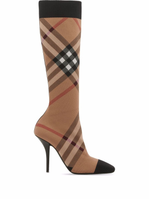 

Knitted check sock boots, Burberry Knitted check sock boots