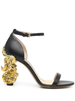 

90mm sculpted-heel leather sandals, Moschino 90mm sculpted-heel leather sandals