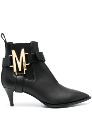 

Logo-plaque pointed boots, Moschino Logo-plaque pointed boots
