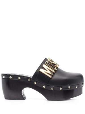 

Logo plaque clogs, Moschino Logo plaque clogs