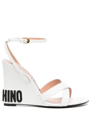 

Logo 90mm wedge-heel sandals, Moschino Logo 90mm wedge-heel sandals